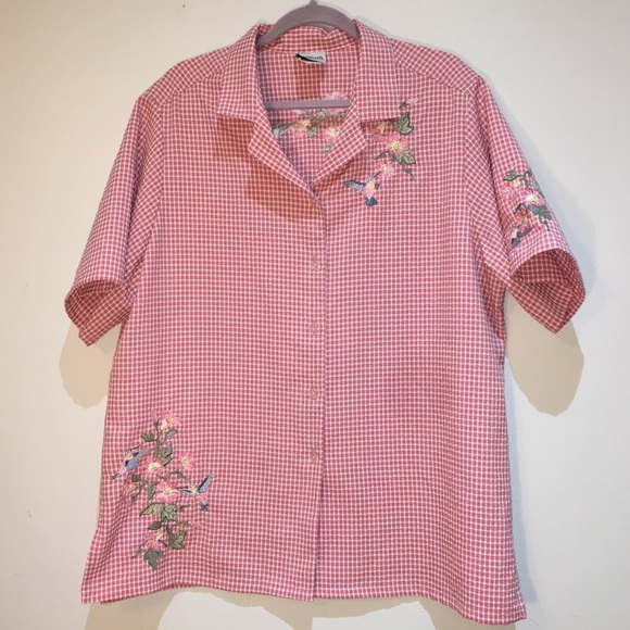 Bon Worth Plaid Hummingbird Shirt XL - Picture 2 of 9